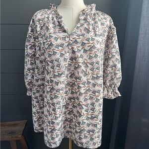 MELLODAY Floral Print Pullover Blouse Lightweight Ruffled Color and Sleeves 2X